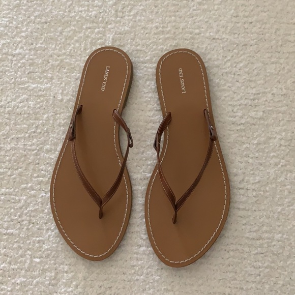 NWOT LANDS’ END LEATHER FLIP FLOP - Picture 2 of 7